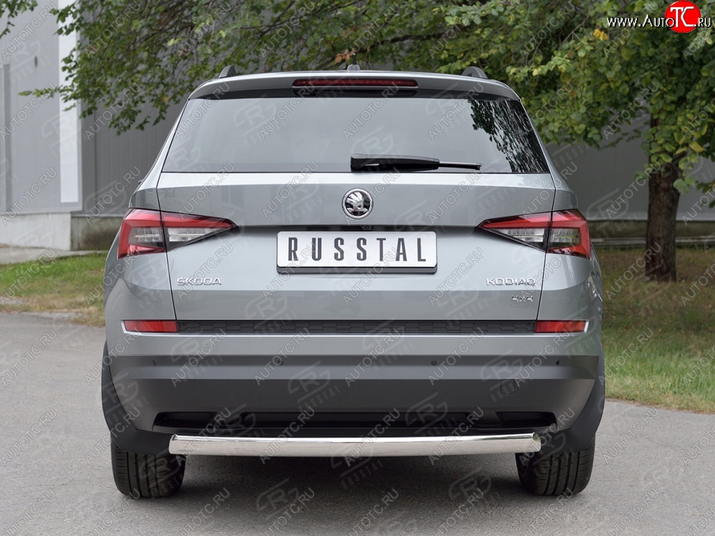 13 399 р. Защита заднего бампера d75х42 дуга Russtal Skoda Kodiaq NU7 дорестайлинг (2017-2021)  с доставкой в г. Майкоп