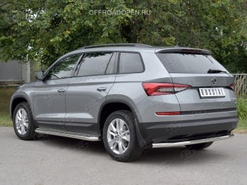 16 999 р. Защита заднего бампера (Ø63 мм, нержавейка) SLITKOFF Skoda Kodiaq NU7 дорестайлинг (2017-2021)  с доставкой в г. Майкоп. Увеличить фотографию 2