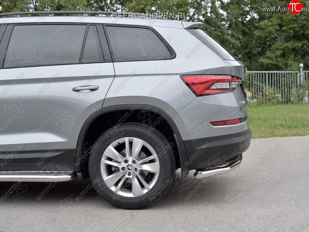 16 999 р. Защита заднего бампера (Ø63 мм, нержавейка) SLITKOFF Skoda Kodiaq NU7 дорестайлинг (2017-2021)  с доставкой в г. Майкоп