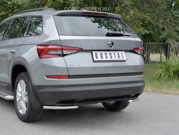 13 849 р. Защита заднего бампера (Ø42 мм, уголки, нержавейка) SLITKOFF Skoda Kodiaq NU7 дорестайлинг (2017-2021)  с доставкой в г. Майкоп. Увеличить фотографию 3