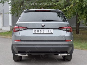 13 849 р. Защита заднего бампера (Ø42 мм, уголки, нержавейка) SLITKOFF Skoda Kodiaq NU7 дорестайлинг (2017-2021)  с доставкой в г. Майкоп. Увеличить фотографию 4