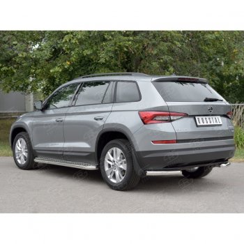 16 349 р. Защита заднего бампера (Ø63 мм уголки, нержавейка) SLITKOFF Skoda Kodiaq NU7 дорестайлинг (2017-2021)  с доставкой в г. Майкоп. Увеличить фотографию 2