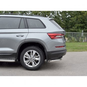 16 349 р. Защита заднего бампера (Ø63 мм уголки, нержавейка) SLITKOFF Skoda Kodiaq NU7 дорестайлинг (2017-2021)  с доставкой в г. Майкоп. Увеличить фотографию 3