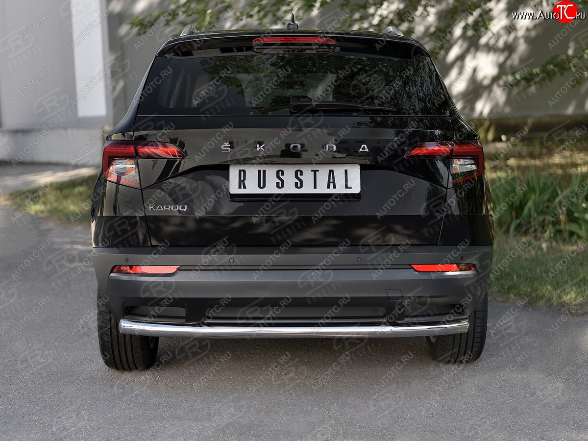 15 249 р. Защита заднего бампера (Ø63 мм, нержавейка) SLITKOFF Skoda Kodiaq NU7 дорестайлинг (2017-2021)  с доставкой в г. Майкоп
