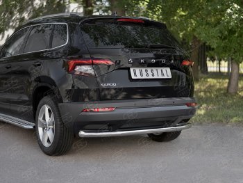 15 249 р. Защита заднего бампера (Ø63 мм, нержавейка) SLITKOFF Skoda Kodiaq NU7 дорестайлинг (2017-2021)  с доставкой в г. Майкоп. Увеличить фотографию 2