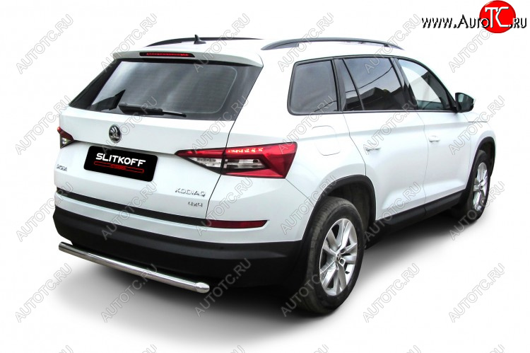 10 299 р. Защита заднего бампера Slitkoff (Ø 57 мм)  Skoda Kodiaq  NU7 (2017-2021) дорестайлинг (Нержавеющая сталь)  с доставкой в г. Майкоп
