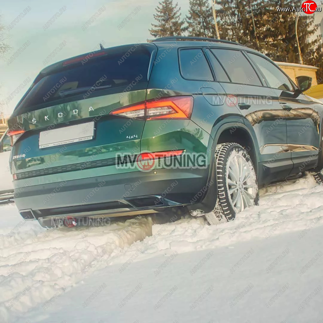 5 399 р. Имитация насадок глушителя MV-Tuning  Skoda Kodiaq  NU7 (2017-2021) дорестайлинг (BLACK (чёрный глянец))  с доставкой в г. Майкоп