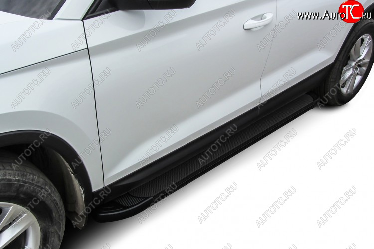 13 349 р. Пороги алюминиевые Slitkoff  Skoda Kodiaq  NU7 (2017-2021) дорестайлинг (Optima Black )  с доставкой в г. Майкоп
