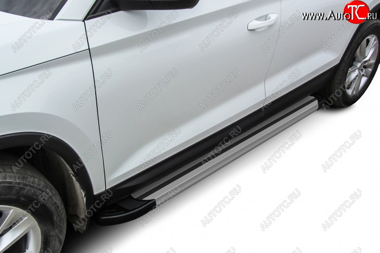 10 699 р. Пороги алюминиевые Slitkoff  Skoda Kodiaq  NU7 (2017-2021) дорестайлинг (Luxe Silver)  с доставкой в г. Майкоп