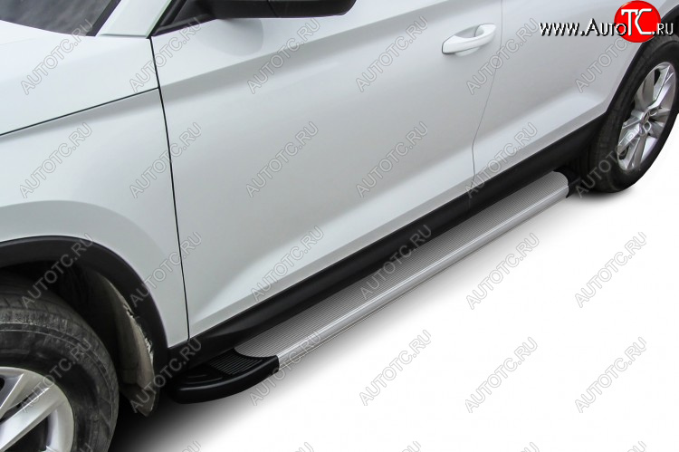 13 349 р. Пороги алюминиевые Slitkoff  Skoda Kodiaq  NU7 (2017-2021) дорестайлинг (Optima Silver)  с доставкой в г. Майкоп