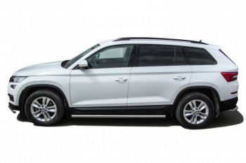 15 849 р. Защита порогов Slitkoff (Ø 57 мм, труба)  Skoda Kodiaq  NU7 (2017-2021) дорестайлинг (Нержавеющая сталь)  с доставкой в г. Майкоп. Увеличить фотографию 3