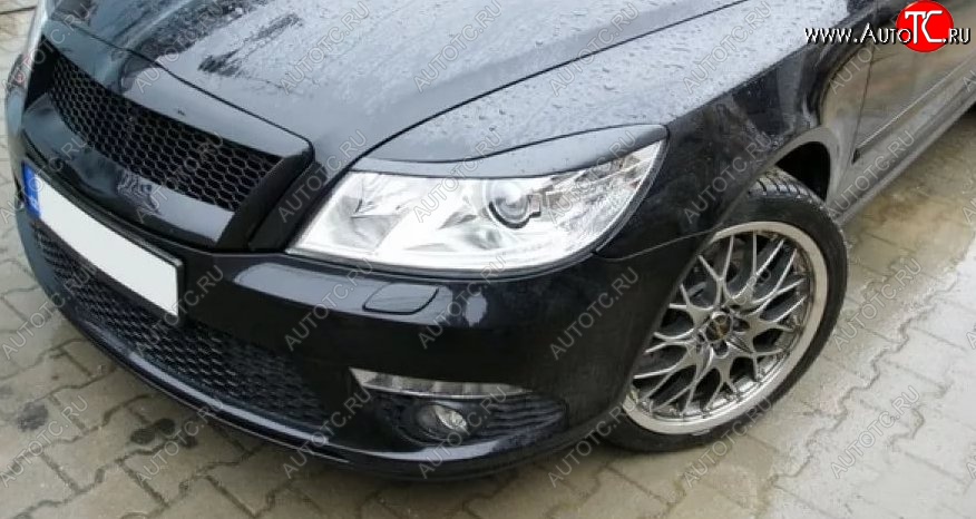 1 149 р. Реснички на фары Tuning-Sport  Skoda Octavia  A5 (2008-2013) лифтбэк рестайлинг, рестайлинг универсал (Неокрашенные)  с доставкой в г. Майкоп