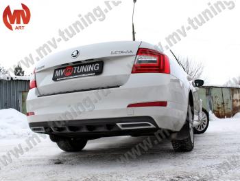2 399 р. Накладка бампера (диффузор) MV-Tuning Skoda Octavia A7 дорестайлинг лифтбэк (2012-2017) (Глянец, Неокрашенная)  с доставкой в г. Майкоп. Увеличить фотографию 2