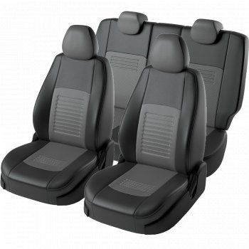9 449 р. Чехлы для сидений (экокожа, РЗСиС, 2 П) Lord Autofashion Турин Skoda Octavia Tour A4 1U5 универсал дорестайлинг (1996-2000) (Черный, вставка серая)  с доставкой в г. Майкоп. Увеличить фотографию 2