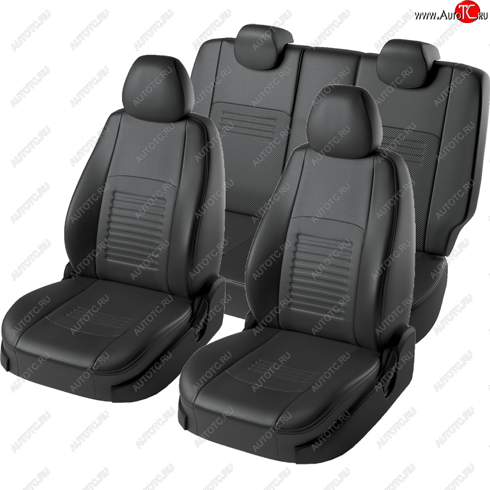 6 799 р. Чехлы для сидений (экокожа, РЗСиС, 2 П) Lord Autofashion Турин  Skoda Octavia ( Tour A4 1U5,  Tour A4 1U2) (1996-2010) универсал дорестайлинг, лифтбэк дорестайлинг, лифтбэк рестайлинг, универсал рестайлинг (Черный, вставка черная)  с доставкой в г. Майкоп