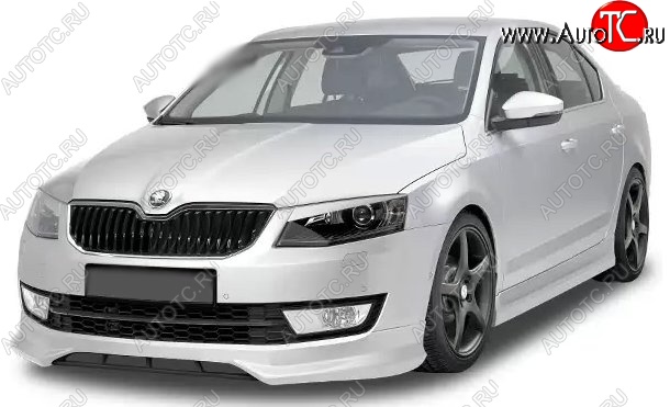 5 999 р. Накладка на передний бампер CT Skoda Octavia A7 дорестайлинг лифтбэк (2012-2017) (Неокрашенная)  с доставкой в г. Майкоп