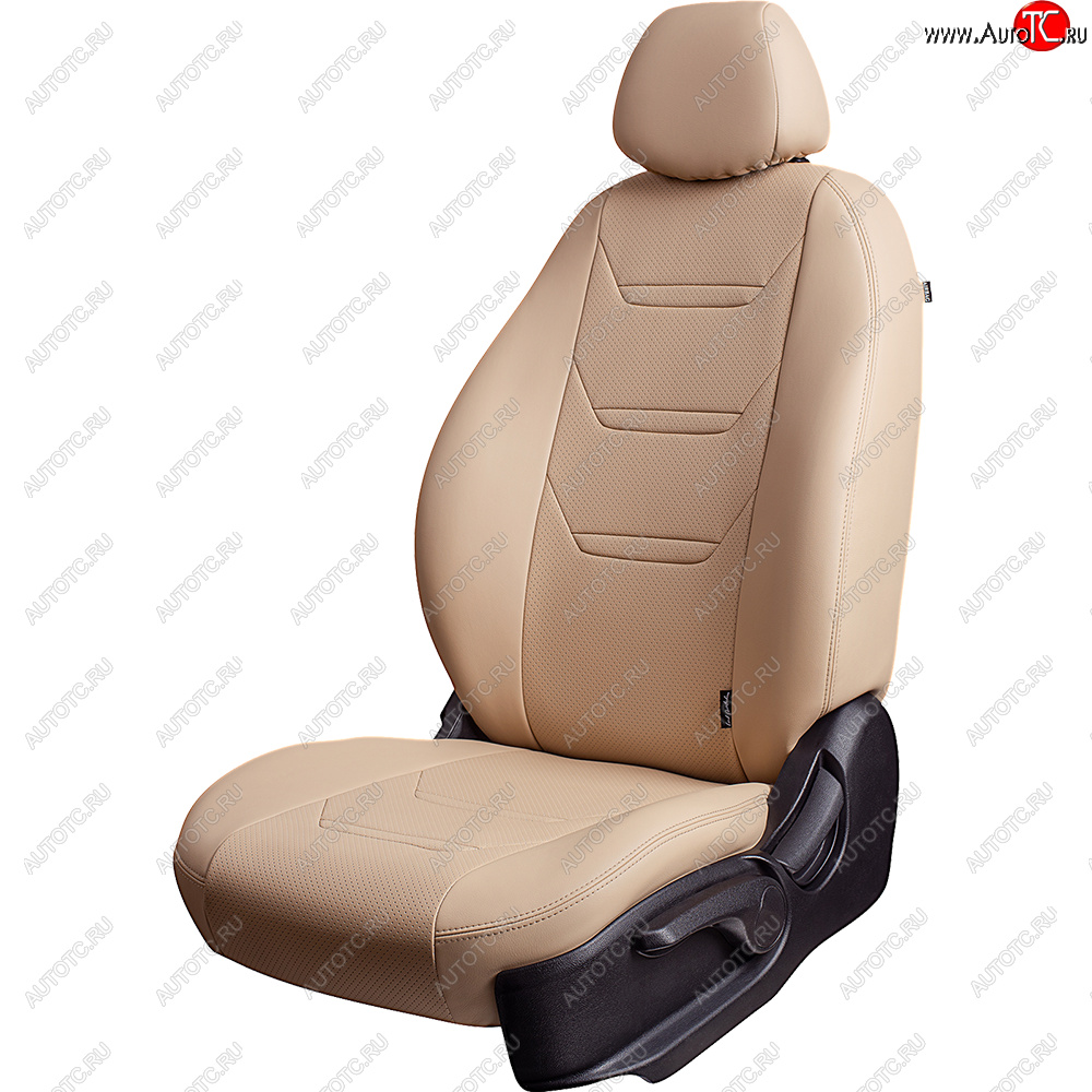 10 299 р. Чехлы для сидений (комплектация Ambition без подлокот-ка) Lord Autofashion Турин 2 (экокожа)  Skoda Octavia  A7 (2012-2020) дорестайлинг лифтбэк, дорестайлинг универсал, рестайлинг лифтбэк, рестайлинг универсал (Бежевый/Бежевый/Бежевый/Бежевый)  с доставкой в г. Майкоп