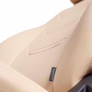 10 299 р. Чехлы для сидений (комплектация Ambition без подлокот-ка) Lord Autofashion Турин 2 (экокожа)  Skoda Octavia  A7 (2012-2020) дорестайлинг лифтбэк, дорестайлинг универсал, рестайлинг лифтбэк, рестайлинг универсал (Бежевый/Бежевый/Бежевый/Бежевый)  с доставкой в г. Майкоп. Увеличить фотографию 5