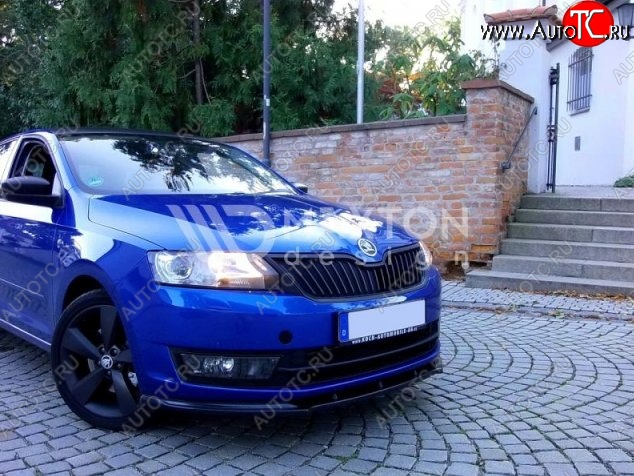 6 299 р. Накладка на передний бампер Splitter Skoda Rapid NH3 дорестайлинг лифтбэк (2012-2017) (Неокрашенная)  с доставкой в г. Майкоп