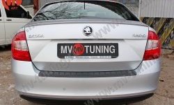 1 199 р. Накладка защитная на задний бампер Style  Skoda Rapid ( NH3,  NH1) (2012-2017) дорестайлинг лифтбэк, хэтчбэк дорестайлинг (Глянец)  с доставкой в г. Майкоп. Увеличить фотографию 2