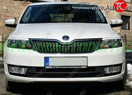 1 099 р. Реснички на фары CT Skoda Rapid NH1 хэтчбэк дорестайлинг (2012-2017) (Неокрашенные)  с доставкой в г. Майкоп