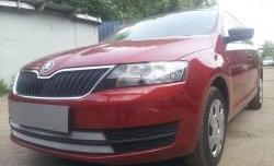 2 399 р. Сетка на бампер Russtal (хром) Skoda Rapid NH1 хэтчбэк дорестайлинг (2012-2017)  с доставкой в г. Майкоп. Увеличить фотографию 4