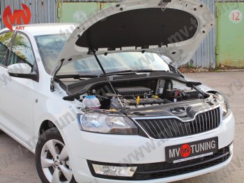 2 969 р. Упор капота MV-Tuning (одинарный)  Skoda Rapid ( NH3,  NH1) (2012-2017) дорестайлинг лифтбэк, хэтчбэк дорестайлинг  с доставкой в г. Майкоп. Увеличить фотографию 2