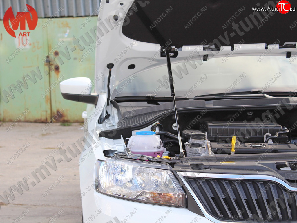 2 969 р. Упор капота MV-Tuning (одинарный)  Skoda Rapid ( NH3,  NH1) (2012-2017) дорестайлинг лифтбэк, хэтчбэк дорестайлинг  с доставкой в г. Майкоп