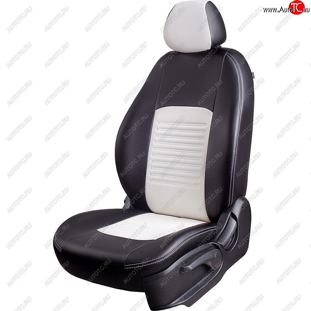 7 399 р. Чехлы для сидений Lord Autofashion Турин (экокожа, спинка 40/60, подлокотник, 3 Г-образных подголовника)  Skoda Rapid ( NH3,  NH1) (2012-2020), Volkswagen Polo  Mk6 (2020-2022) (Черный, вставка белая)  с доставкой в г. Майкоп