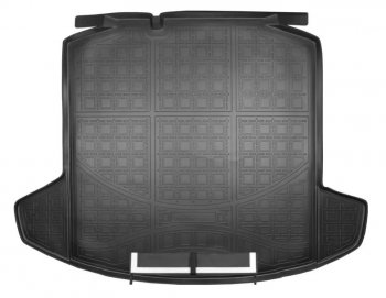 Коврик в багажник Norplast Skoda Rapid ( NH3,  NH1) (2012-2020) дорестайлинг лифтбэк, хэтчбэк дорестайлинг, хэтчбэк рестайлинг, рестайлинг лифтбэк (Черный с фартуком)
