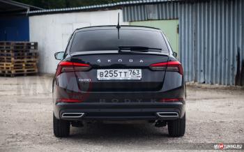 Имитация насадок глушителя RS Style MV-Tuning Skoda Rapid  MK2 (2019-2025) (SILVER (серебро))
