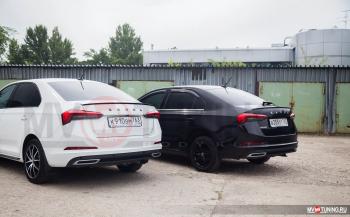 4 199 р. Имитация насадок глушителя RS Style MV-Tuning  Skoda Rapid  MK2 (2019-2025) (SILVER (серебро))  с доставкой в г. Майкоп. Увеличить фотографию 3