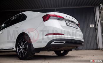 4 199 р. Имитация насадок глушителя RS Style MV-Tuning  Skoda Rapid  MK2 (2019-2025) (SILVER (серебро))  с доставкой в г. Майкоп. Увеличить фотографию 4