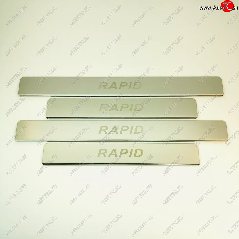 2 179 р. Накладки порожков салона INOX Skoda Rapid MK2 (2019-2025) (Нержавеющая сталь)  с доставкой в г. Майкоп