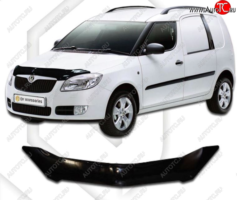 1 389 р. Дефлектор капота CA-Plastic Skoda Roomster 5J дорестайлинг (2006-2010) (Classic черный, Без надписи)  с доставкой в г. Майкоп