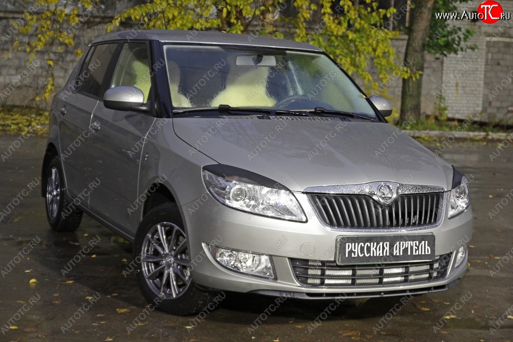 1 269 р. Реснички на фары RA  Skoda Roomster  5J (2006-2010) дорестайлинг (Неокрашенные)  с доставкой в г. Майкоп