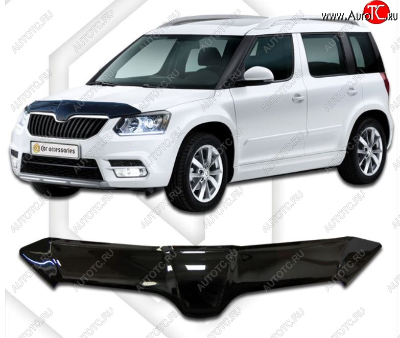 2 199 р. Дефлектор капота CA-Plastic Skoda Yeti (2013-2018) (Classic черный, Без надписи)  с доставкой в г. Майкоп