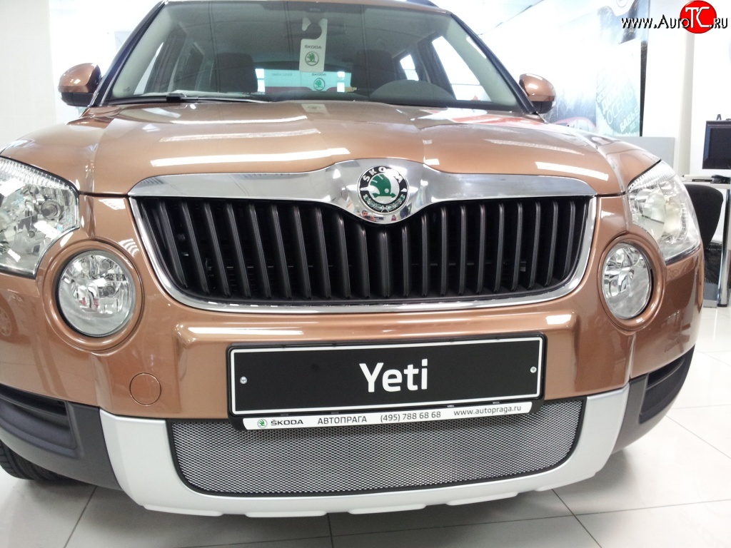 2 199 р. Сетка на бампер Russtal (хром) Skoda Yeti (2009-2013)  с доставкой в г. Майкоп