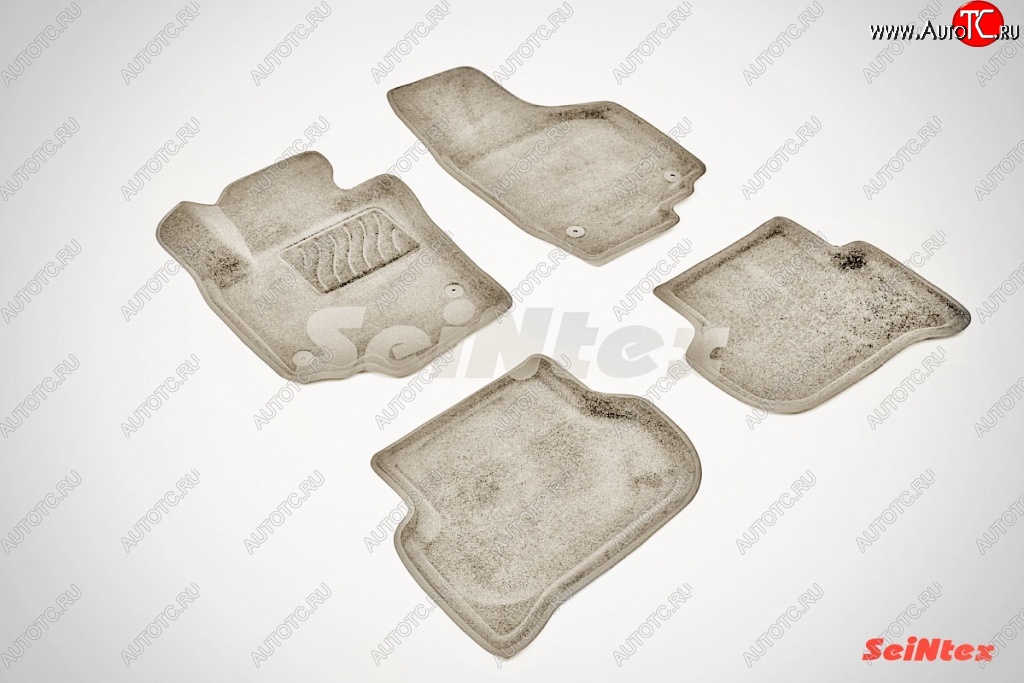 7 649 р. Износостойкие коврики в салон SeiNtex Premium 3D 4 шт. (ворсовые, бежевые) Skoda Yeti (2009-2013)  с доставкой в г. Майкоп