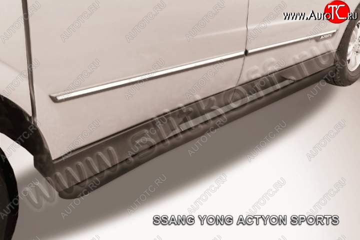 10 949 р. Защита порогов Slitkoff  SSANGYONG Actyon Sport (2012-2025) (Цвет: серебристый)  с доставкой в г. Майкоп