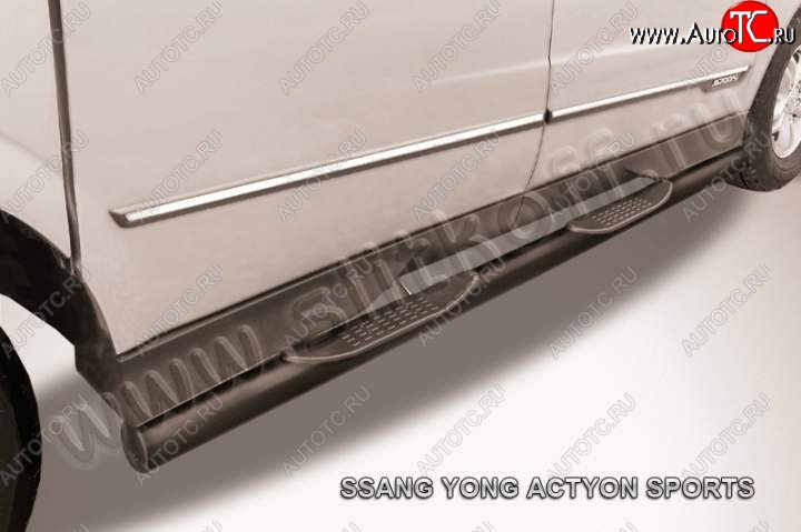 11 999 р. Защита порогов Slitkoff  SSANGYONG Actyon Sport (2012-2025) (Цвет: серебристый)  с доставкой в г. Майкоп