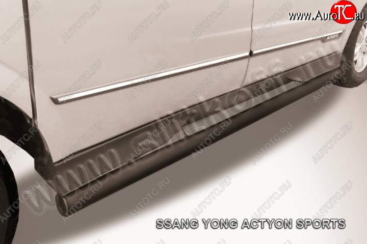 10 349 р. Защита порогов Slitkoff  SSANGYONG Actyon Sport (2012-2025) (Цвет: серебристый)  с доставкой в г. Майкоп