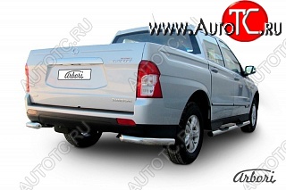 8 909 р. Защита заднего бампера Arbori SSANGYONG Actyon Sport (2012-2025)  с доставкой в г. Майкоп