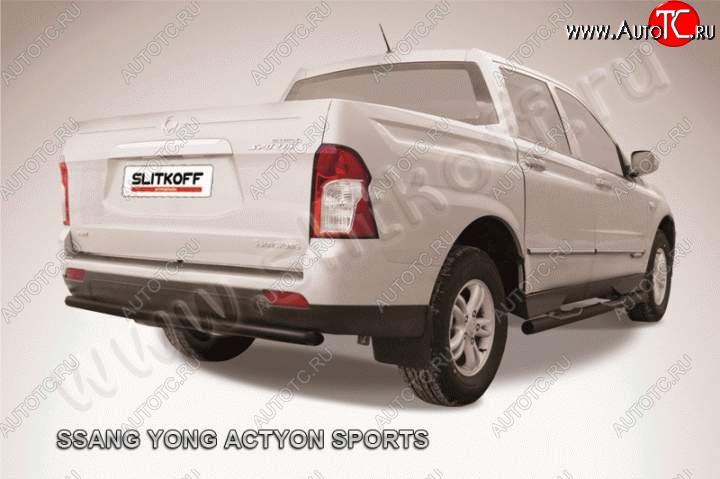 5 999 р. Защита задняя Slitkoff  SSANGYONG Actyon Sport (2012-2025) (Цвет: серебристый)  с доставкой в г. Майкоп