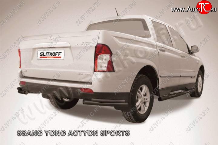 5 949 р. Уголки d57+d42 двойные SSANGYONG Actyon Sport (2012-2025) (Цвет: серебристый)  с доставкой в г. Майкоп