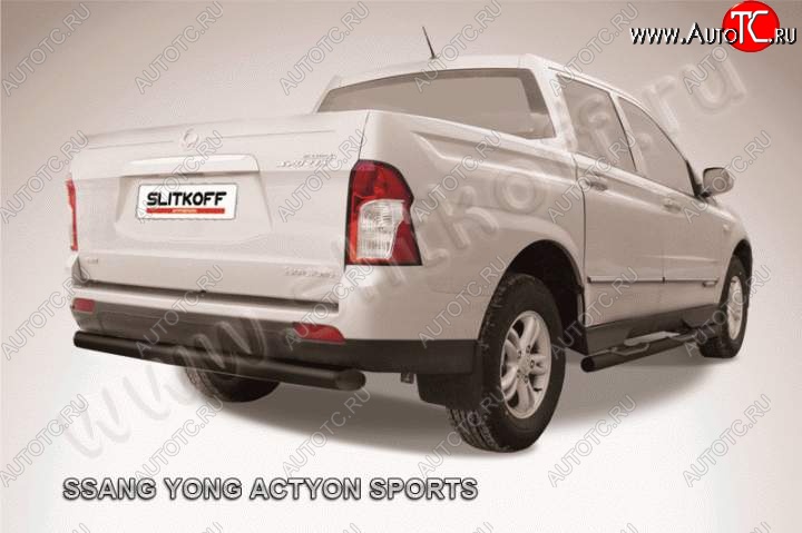 6 949 р. Защита задняя Slitkoff SSANGYONG Actyon Sport (2012-2025) (Цвет: серебристый)  с доставкой в г. Майкоп