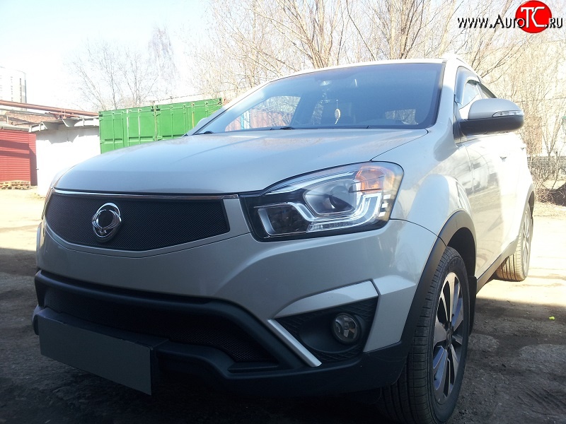 1 469 р. Сетка в решетку радиатора Russtal SSANGYONG Actyon рестайлинг (2013-2021) (черная)  с доставкой в г. Майкоп