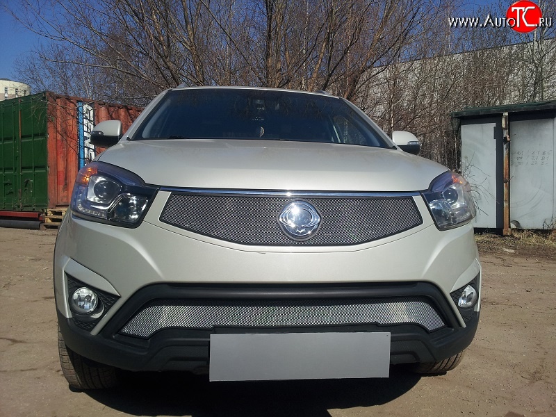 1 539 р. Нижняя сетка на бампер Russtal (хром) SSANGYONG Actyon рестайлинг (2013-2021)  с доставкой в г. Майкоп