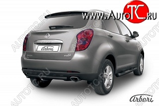 5 399 р. Защита заднего бампера Arbori (короткая, черная, 1 труба d57 mm) SSANGYONG Actyon дорестайлинг (2010-2013)  с доставкой в г. Майкоп