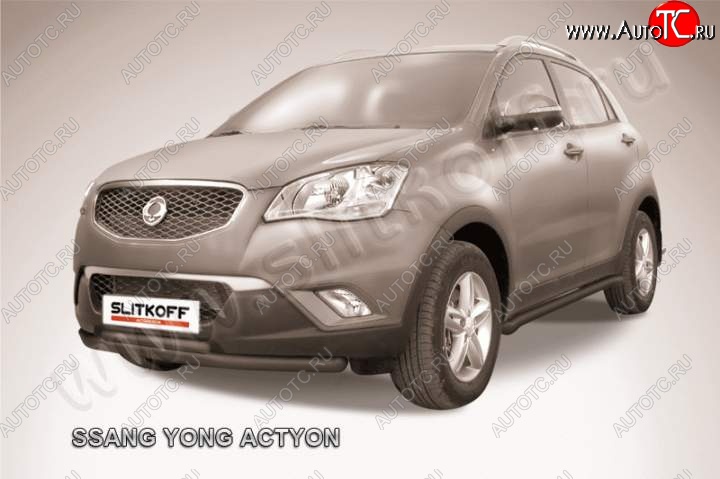 10 299 р. защита переднего бампера Slitkoff  SSANGYONG Actyon  1 (2006-2010) (Цвет: серебристый)  с доставкой в г. Майкоп
